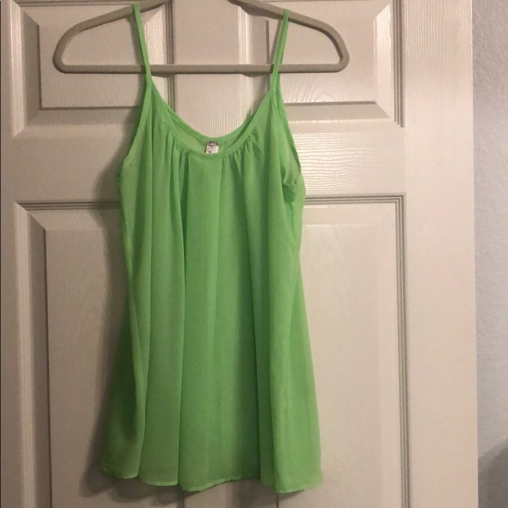 Bright green flowy top